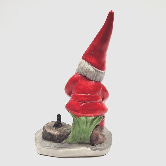 RARE Vintage Santa Gnome Porcelain with cat Christmas Holiday 5.5" Tall - Picture 3 of 8